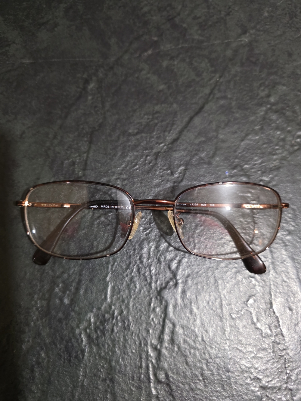Safilo Elasta 7205 N2T Brown Rectangle Eyeglass Frames Metal Italy 55-19-145